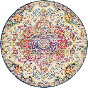 Mark & Day Lola 7'10" Round Woven Indoor Area Rugs Pink/Saffron - 1 of 4
