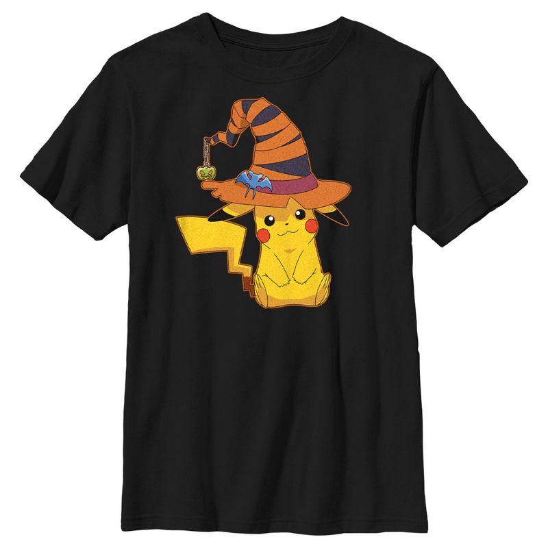 Boy's Pokemon Halloween Pikachu Witch Hat T-Shirt, 1 of 6