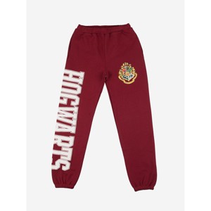 Harry Potter Puff Print Hogwarts Crest Adult Red Sweatpants - 1 of 4