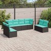 vidaXL Patio Sofa Set with Cushions - 8 Piece Black Poly Rattan Furniture for Backyard, Terrace, Patio - Modular Design, Easy Maintenance - 2 of 4