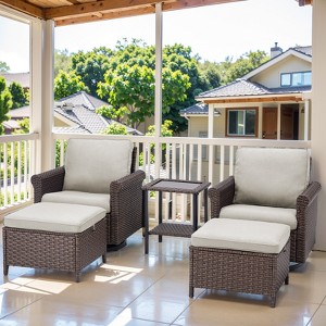 Outdoor Patio Furniture Set All Weather PE Rattan Conversation Set - 1 of 4