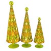 Cody Foster 14.5 Inch Diamond Trees Gold Chartreuse Christmas Decorative Tree Set , Christmas Decor Mid Century Style Reflective (3PC) - 3 of 4