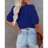 Women's Lightweight Short Sleeve Crewneck Sweaters Knit Pullover Tops with Casual Crochet Sleeve Blouse,Royal Blue - XL - 3 of 3
