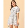 INSPIRE CHIC Women's Lace Collar Short Sleeve Floral Print Dress - 2 of 4