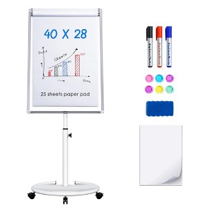 Maxtek Adjustable Height Magnetic Mobile Whiteboard with Flipchart Hooks for Office, Home, Classroom - 1 of 4