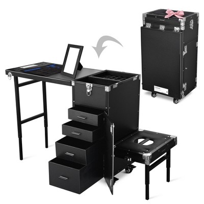 Byootique Rolling Makeup Train Case Nail Salon Cosmetic Organizer