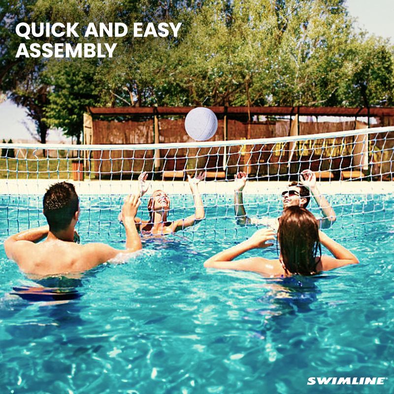 Swimline Original Outdoor Inground Swimming Pool Volleyball Net Game Set with Ball, Adjustable Up To 34 Feet Inches for Kids and Adults, White, 4 of 7