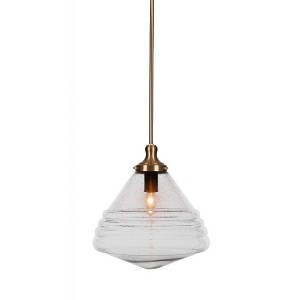 Toltec Lighting Juno 1 - Light Pendant in  New Aged Brass with 14" Clear Bubble Shade - 1 of 1