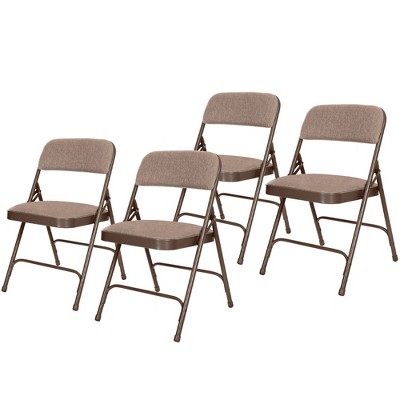 Set Of 4 Deluxe Fabric Padded Folding Chairs And Frame Walnut - Hampden ...