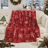 Lomsoe Red Snowflake Flannel Throw Blanket, Winter Holiday Decorative Blankets, Super Soft Cozy Throw Blankets for Home Sofa Couch - 2 of 3