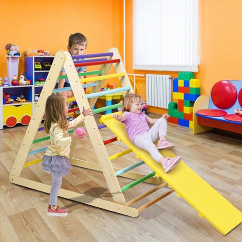 Costway Wooden Climbing Pikler Triangle with Climbing Ladder For Toddler  Step Training, Natural 