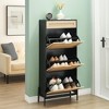 Shoe Cabinet with 3 Flip Drawers – Modern Wooden Shoe Organizer with Rattan Breathable Design & Adjustable Shelf for Entryway, Hallway, Living Room - 3 of 4