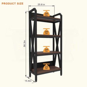 KIGFTSOD Bakers Rack 4-Level Metal & Wooden Kitchen Storage Shelves, Kitchen Organizer for Garage, Pantry, Bathroom, Closet - 1 of 4