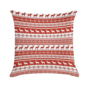 Red And White Striped Snowflake Deer Holiday Pillow Covers 18x18 Decorative Throw Pillows Soft Square Cushion Covers for Couch Sofa Bedroom - 1 of 1