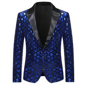 INSPIRE CHIC Men's Prom Party Shiny Sequin Tuxedo Suit Blazer - 1 of 4