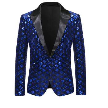 Lars Amadeus Men's Prom Party Shiny Sequin Tuxedo Blazer