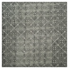 Gray Medallion Tufted Square Area Rug 7
