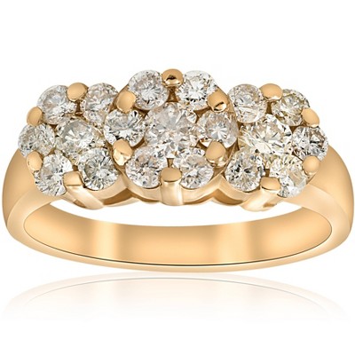 Pompeii3 1 1/3ct Diamond Three Stone Ring 14K Yellow Gold