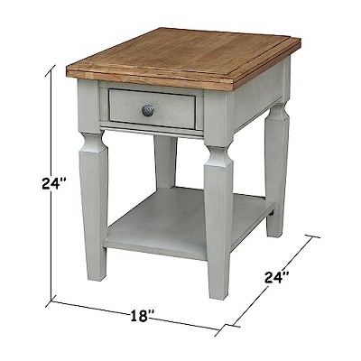 Vista Distressed Hickory and Stone Wood End Table with Storage