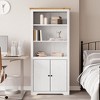 vidaXL BODO Bookcase - Rustic Solid Pinewood, French Style, 2-Door Storage - 2 of 4