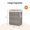 Kumasinova Laundry Hamper with Lid,90/110 L Hand Woven PP Rattan Laundry Basket with Handles & Removable Liner for Bathroom,Foldable Design - 3 of 4
