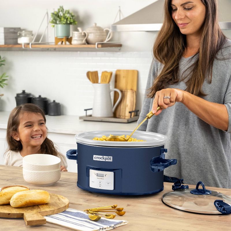 Crock-Pot 7qt One Touch Cook and Carry Slow Cooker - Blue, 3 of 8