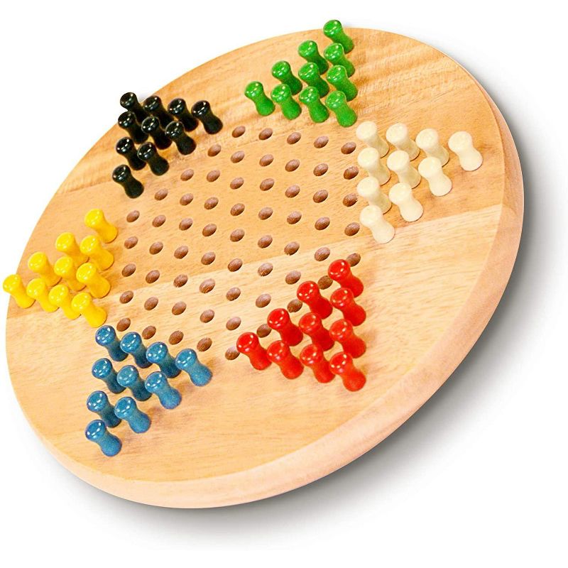 WE Games Chinese Checkers with Pegs - Solid Wood Travel Size - 7 in., 1 of 5