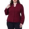 Agnes Orinda Women's Plus Size V Neck Long Sleeve Button Down Business Casual Chiffon Shirt - 2 of 4
