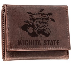 Evergreen NCAA Wichita State Shockers Brown Leather Trifold Wallet Officially Licensed with Gift Box - 1 of 1
