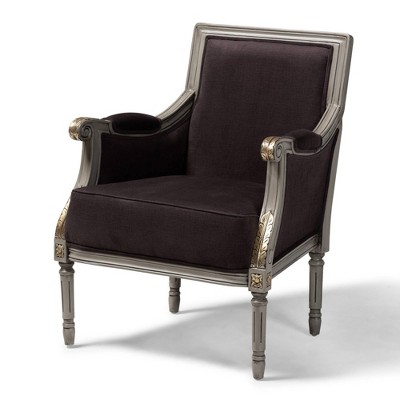 Georgette Velvet Upholstered Armchair Brown/Gray - Baxton Studio