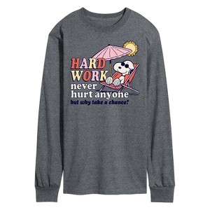 Men's - Peanuts - Hard Work Long Sleeve Graphic T-Shirt - 1 of 4