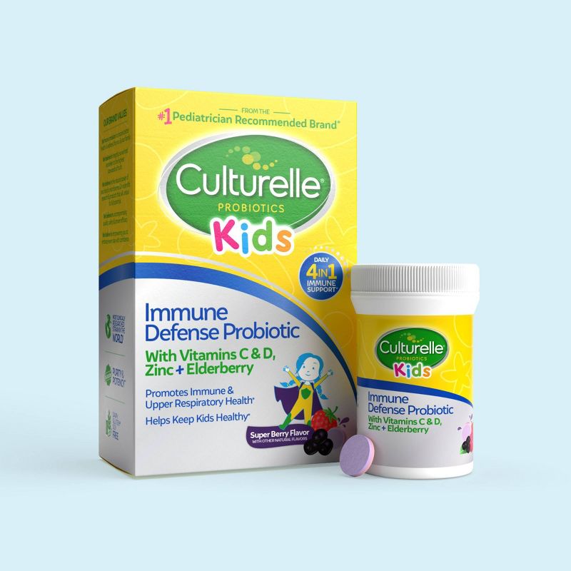 Culturelle Kids Daily Immune Defense Probiotic + Elderberry, Vitamin C and Zinc Chewable for Oral Health - 30ct, 3 of 9