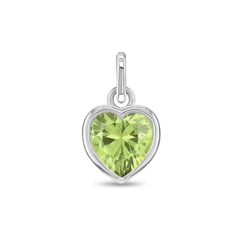 Girls' Birthstone Heart Sterling Silver Charm - Light Green- In Season ...