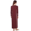 Memoi Women's Modest Henley-Style Full-Length Ribbed Nightgown Wine XXL - 3 of 4