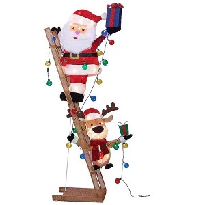 Holiday Living 5.5-FT Santa & Moose on Ladder Christmas Sculpture Lights - 1 of 3