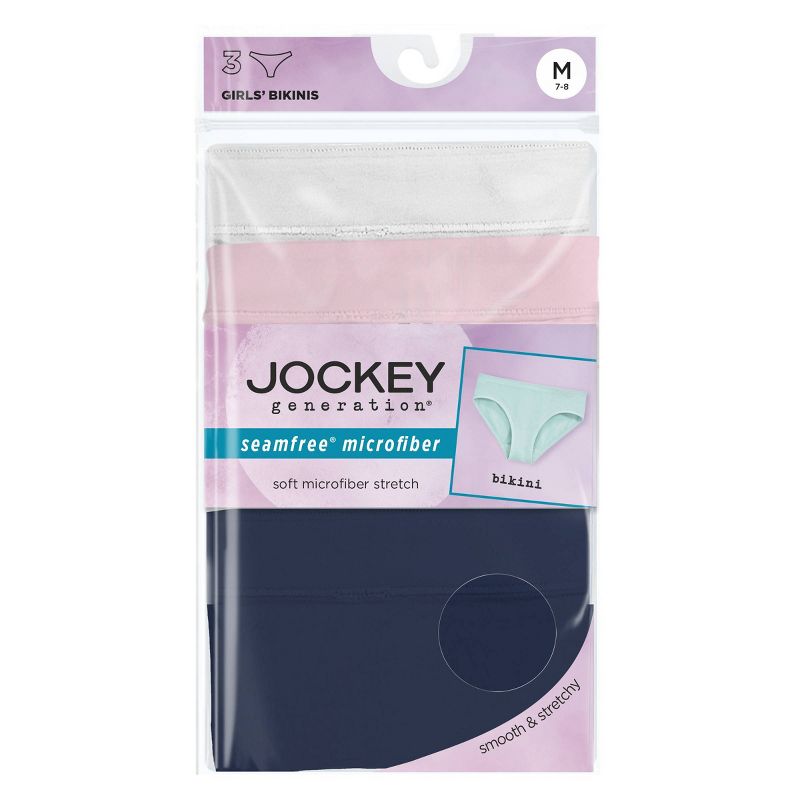 Jockey Generation™ Girls' 3pk Seamfree Bikini - White/Navy Blue/Pink , 4 of 4