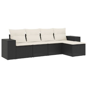 vidaXL Garden Sofa Set Black - 1 of 4