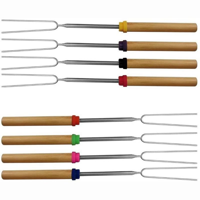Cheer Collection Campfire Roasting Kit - 32-Inch Extendable Fork Set with Storage Bag (Set of 8), 5 of 7