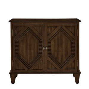 Lirago Retro Wooden Sideboard Buffet Cabinet​​ 15.75"D x 29.96"H x 33.58"W Brown  Rectangle Decorative Storage Bathroom Cabinet - 1 of 4