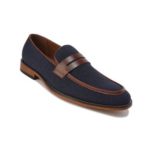 Gino Vitale Moc Toe Penny Slip On Loafer, Blue - 8.5 - 1 of 3