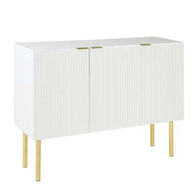 TIRAMISUBEST Modern White Sideboard Cabinet with Gold Legs - Push-to-Open Storage Buffet for Dining Room & Entryway