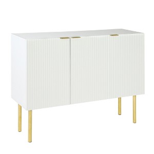TIRAMISUBEST Modern White Sideboard Cabinet with Gold Legs - Push-to-Open Storage Buffet for Dining Room & Entryway - 1 of 4