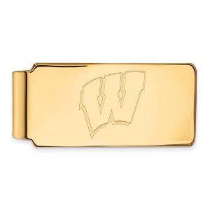 Black Bow Jewelry 10k Yellow Gold Wisconsin Badgers NCAA Money Clip - 1 of 3