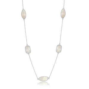 Simona Sterling Silver Rectangle and Irregular Mother of Pearl by the Yard Necklace - White - 36 Inch - 1 of 2