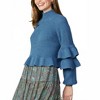 Women's Long Sleeve Mock Neck Sweater Wit Ruffle Sleeve - current air - 2 of 4