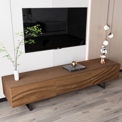 Gaoyangjiaju 82.83 Inch Modern TV Stand with Solid Wood Drawers and Vents, Media Console for Living Room