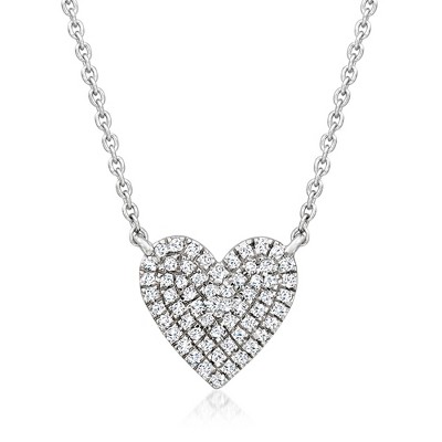 Ross-Simons 0.25 ct. t.w. Pave Diamond Heart Necklace in Sterling Silver