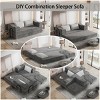 80" Chenille Convertible Sofa Bed,Folding King Size 3-Seater Floor Couch for Apartment,Guest Room,Small Spaces-Baofuwish - 3 of 4