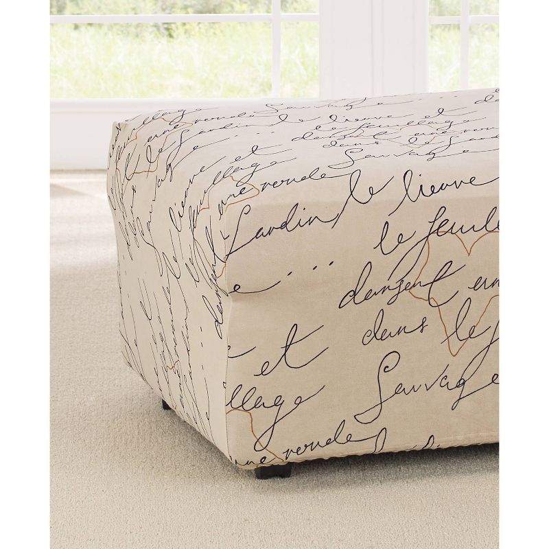 Stretch Pen Pal Ottoman Slipcover Parchment - Waverly Home, 3 of 5