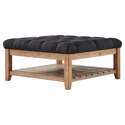 Southgate Natural Button Tufted Tapered Coffee Ottoman Charcoal - Inspire Q